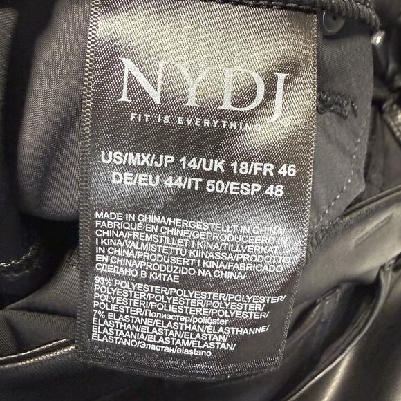 NYDJ Marilyn Straight Faux Leather Jeans Women 14 Black Sculpt Her Lift Tuck NEW - Picture 10 of 12